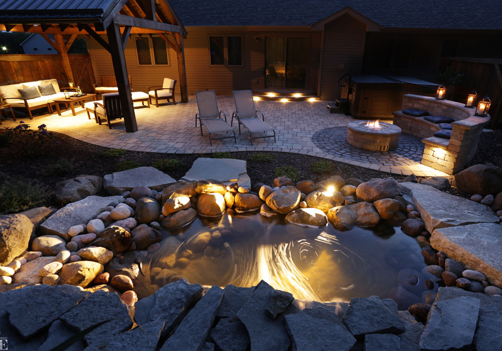 Custom outdoor living lighting Lake Geneva